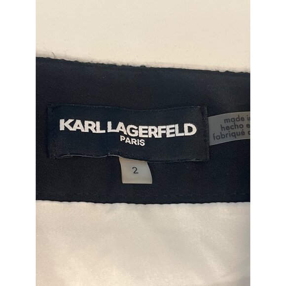 Karl Lagerfeld Paris Womens White & Black Mini Skirt W/ Gold Charm Accents Size - Picture 5 of 7